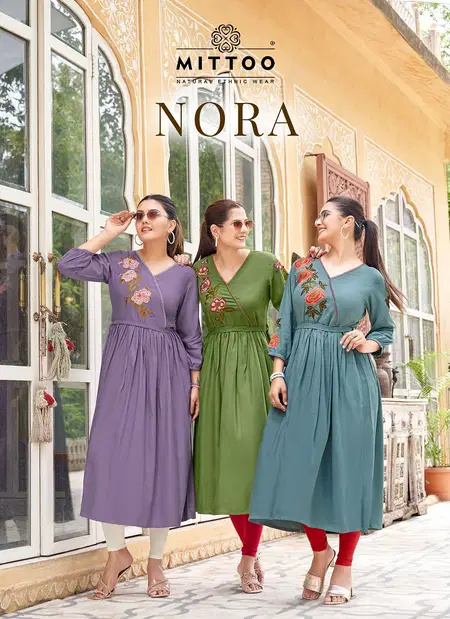 Nora By Mittoo Rayon Thread Work Stylish Kurti Wholesalers In Delhi